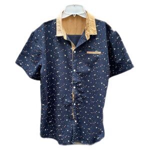 SSLR short sleeve 100% cotton spattered men’s shirt
